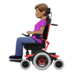 👩🏽‍🦼 woman in motorized wheelchair: medium skin tone display on Apple